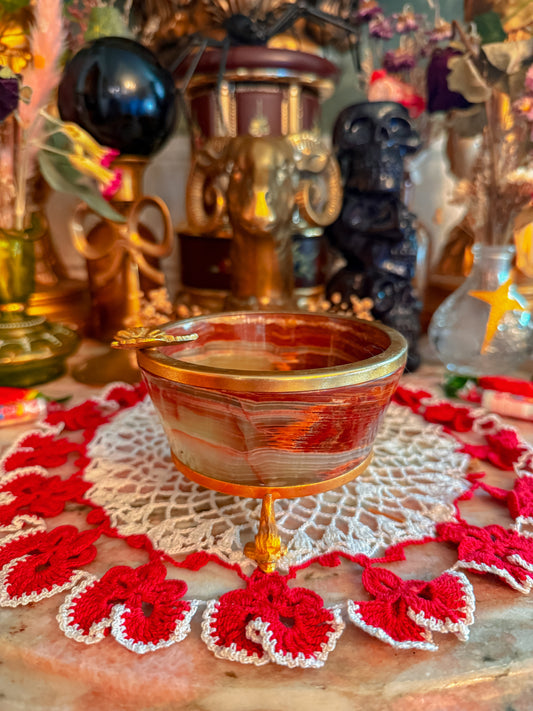 Onyx stone and gilted metal ashtray✨