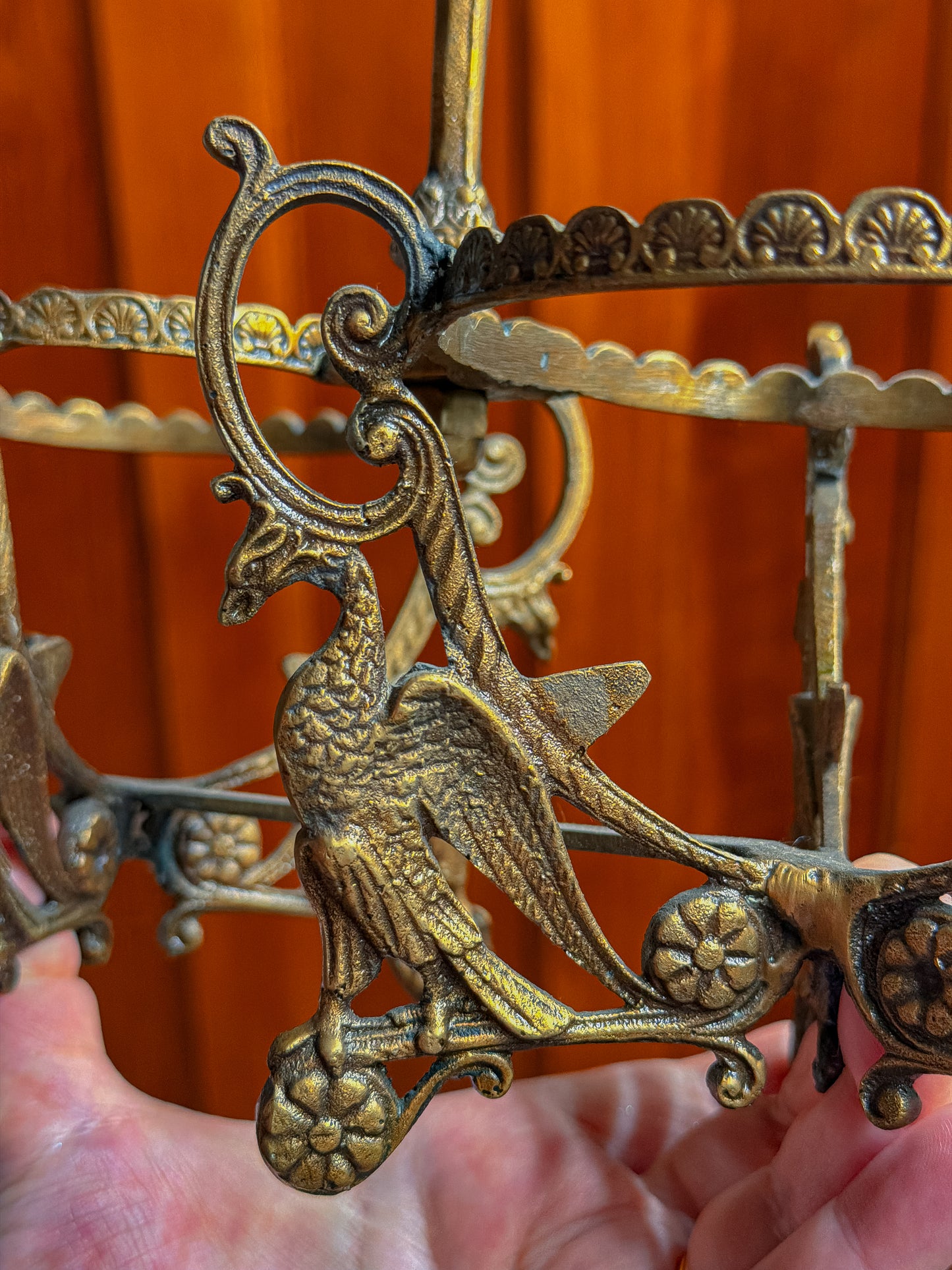Lovers moon and sun Carnival Cut glass double bong set with cast brass phoenix caddy and add ons (RARE)✨🌛🌞