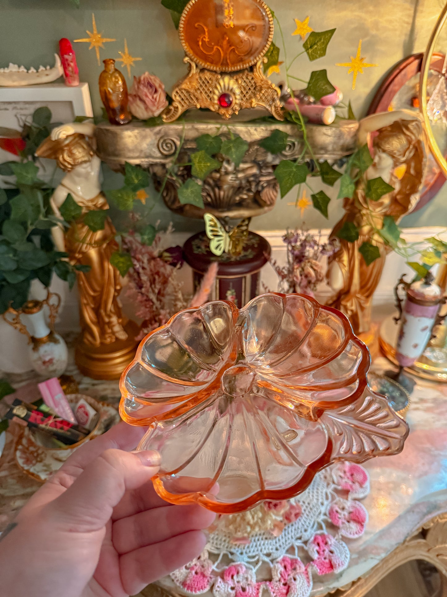 Pink depression glass set✨