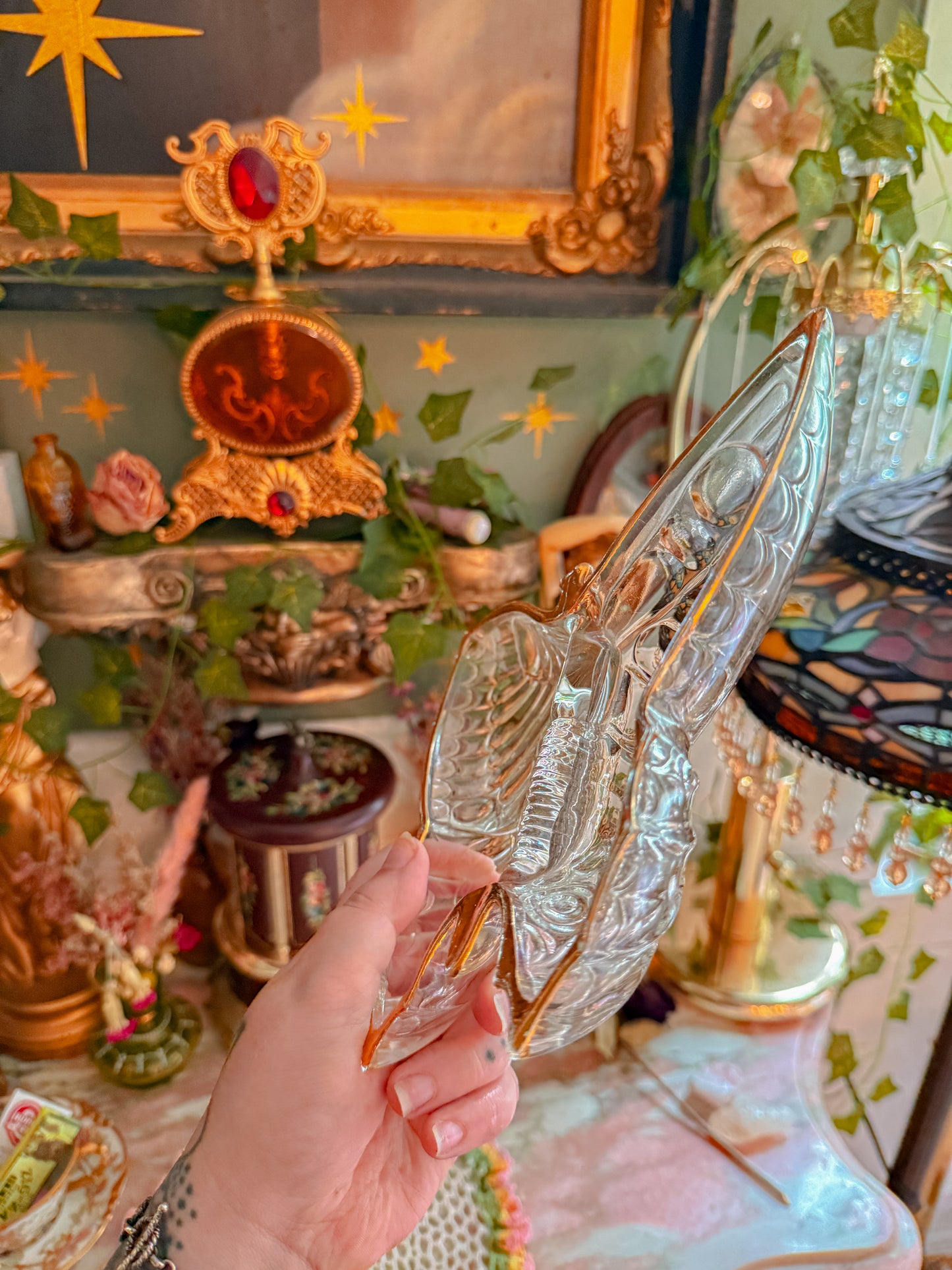 Glass butterfly ashtray✨