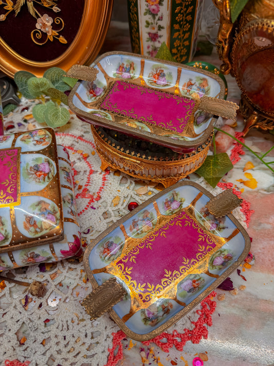 French Limoges handled stash and ashtrays set✨