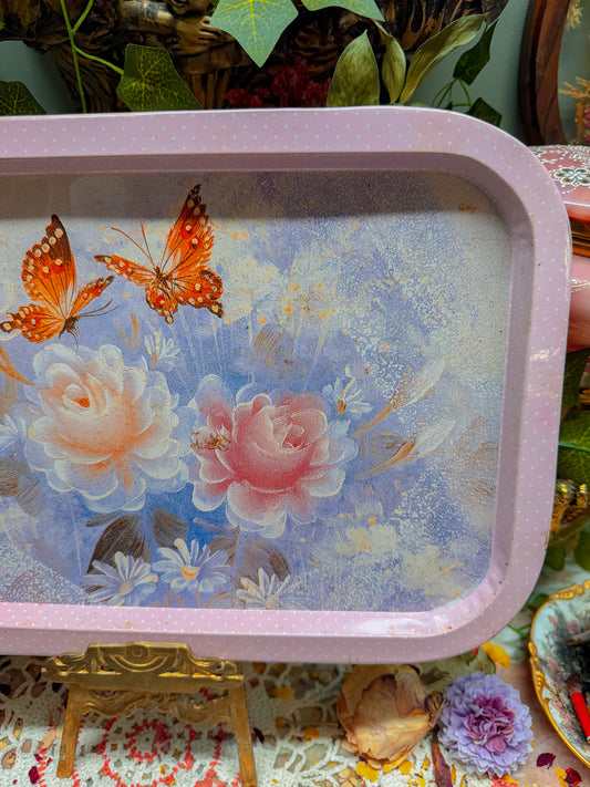 Whimsy butterfly and floral rolling tray✨