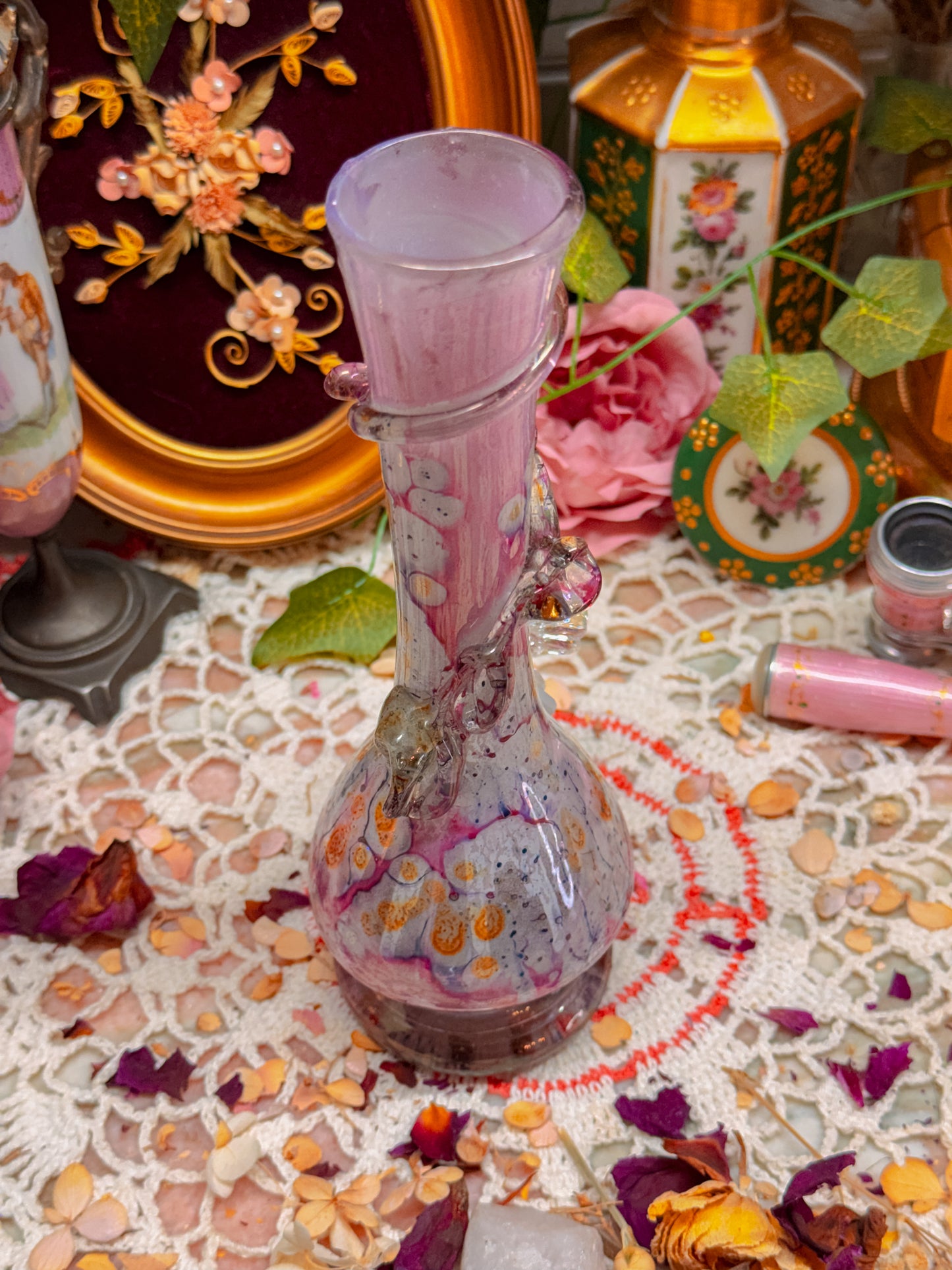 Art Glass Pink Splatter✨