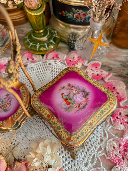 Limoges brass handheld ashtray/stash set✨