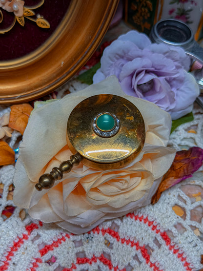 Silent butler Pocket ashtray with green gem and rhinestones✨