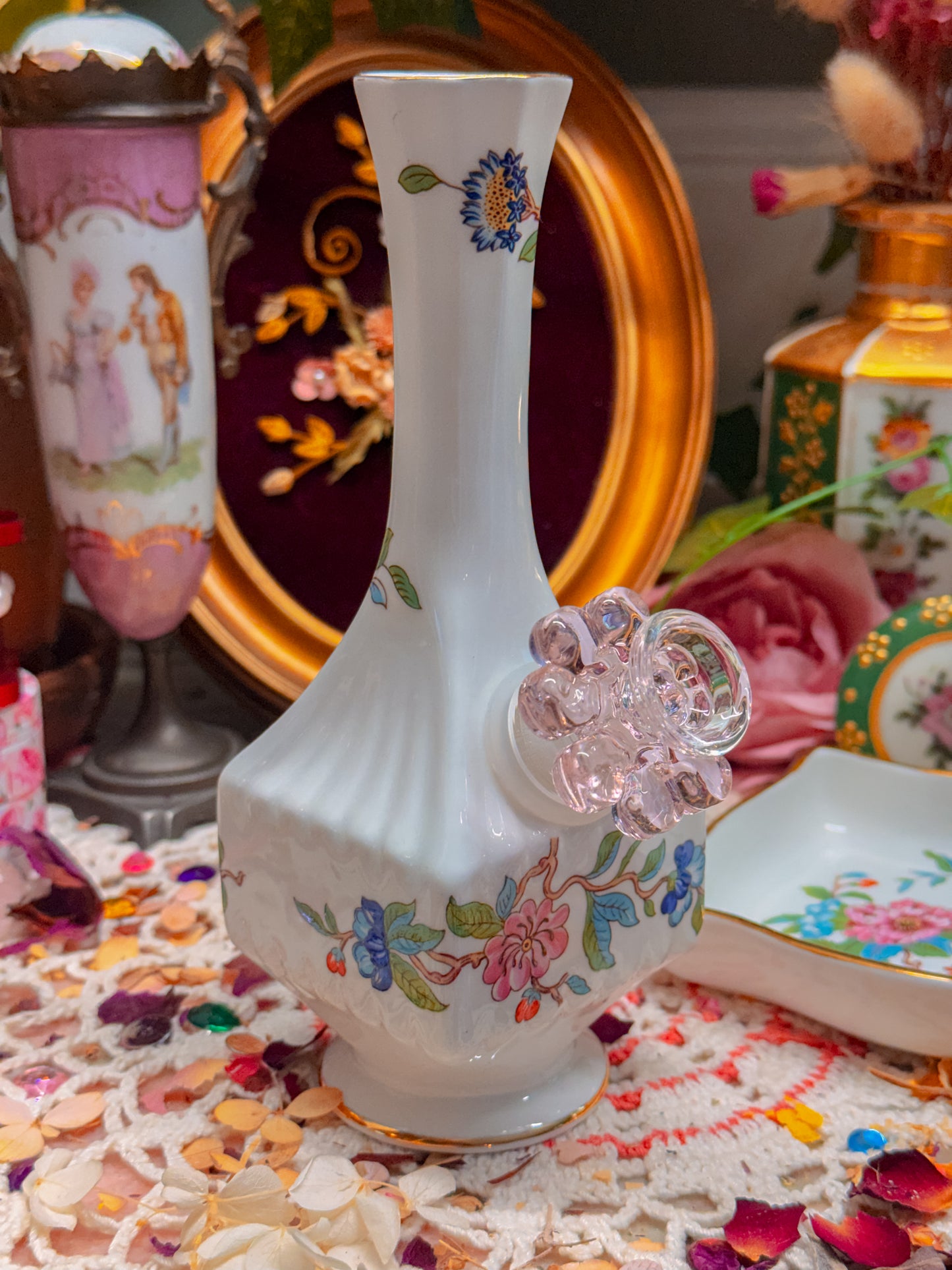 Aynsley bird/floral ashtray set✨