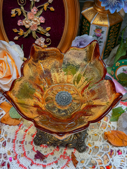 Amber flower pedestal ashtray✨