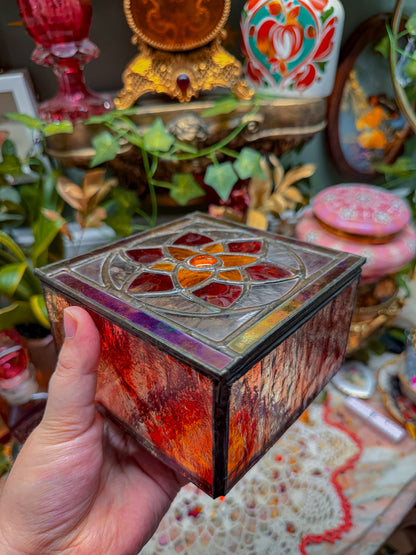 Vintage Stained glass mirrored stash✨