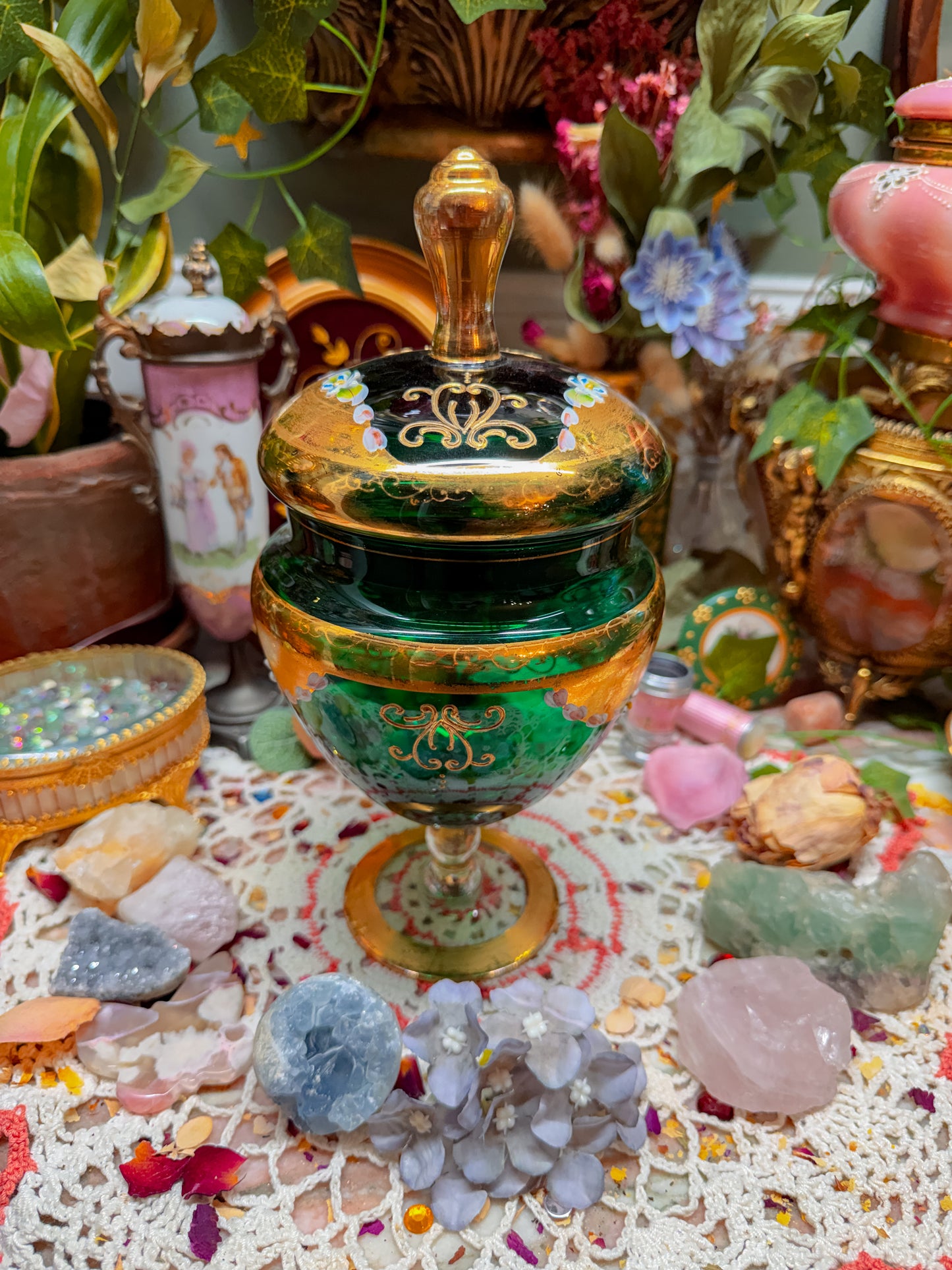 Bohemian pedestal stash jar✨