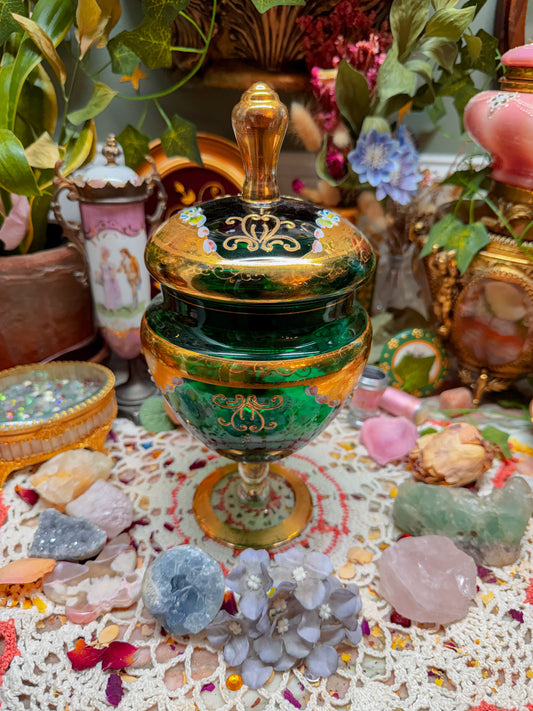 Bohemian pedestal stash jar✨