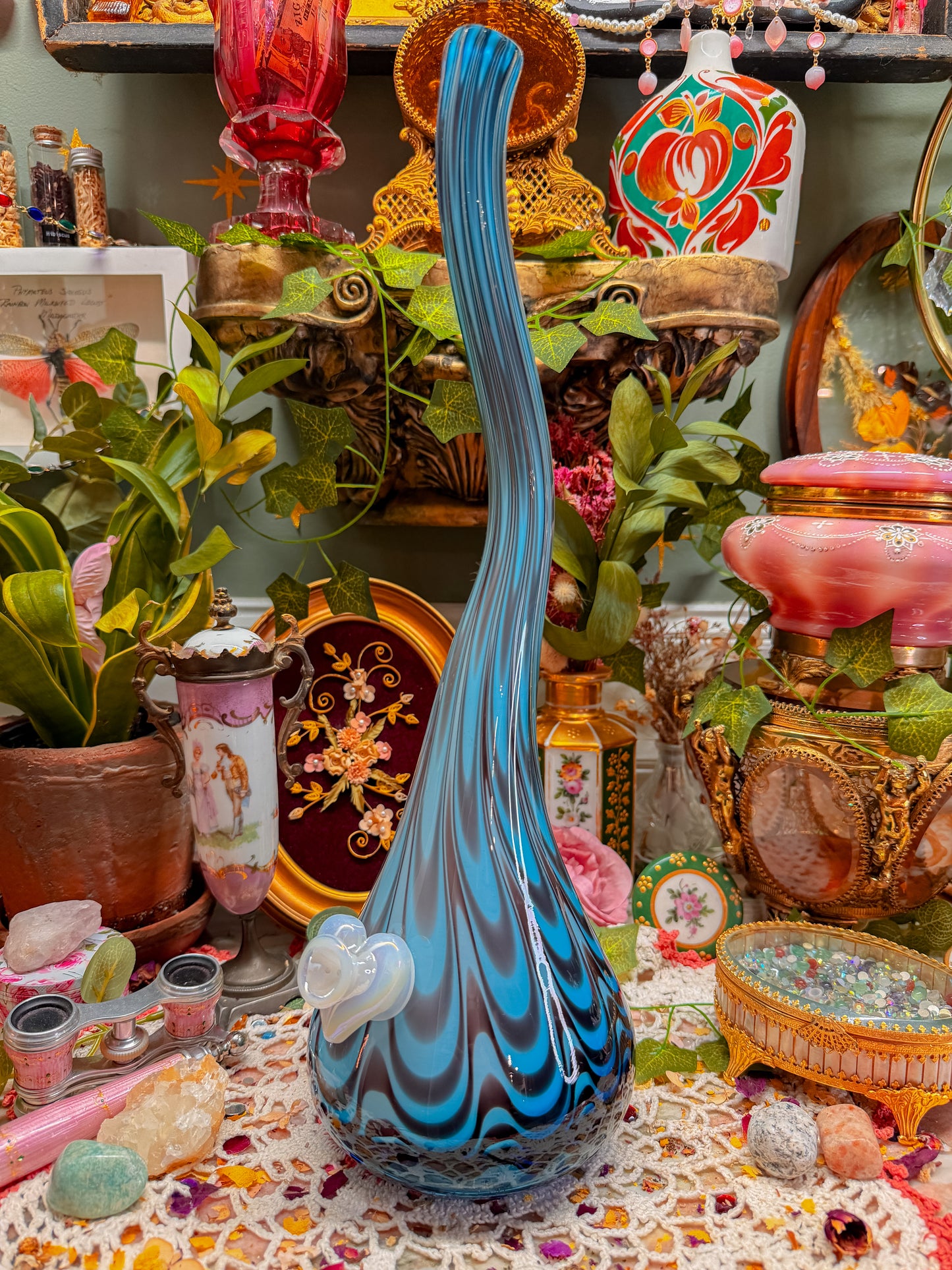 Art glass pulled feather swirl✨
