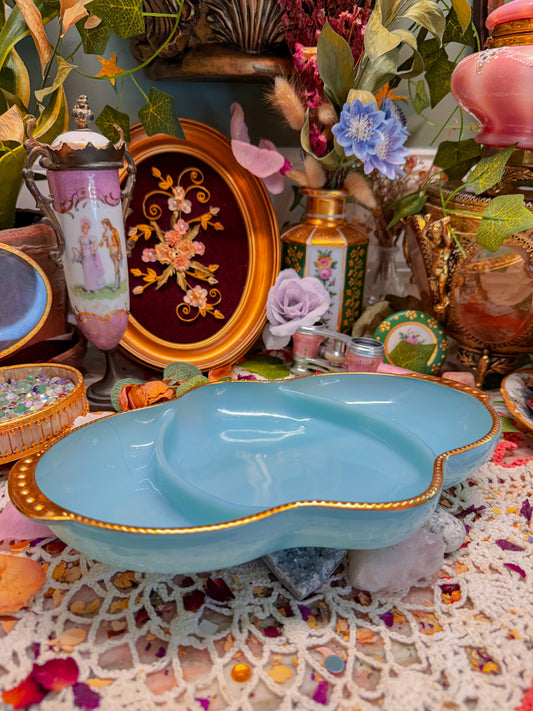 Baby blue milk glass rolling tray✨