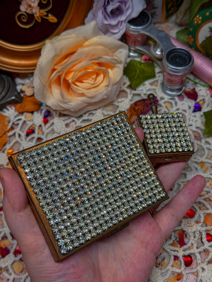 Rhinestone cigarette case and butler pocket ashtray smoke set✨
