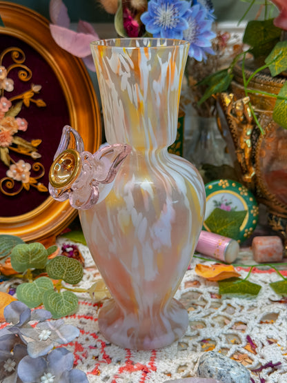 Tutti fruitti peach pattern bohemian art glass✨