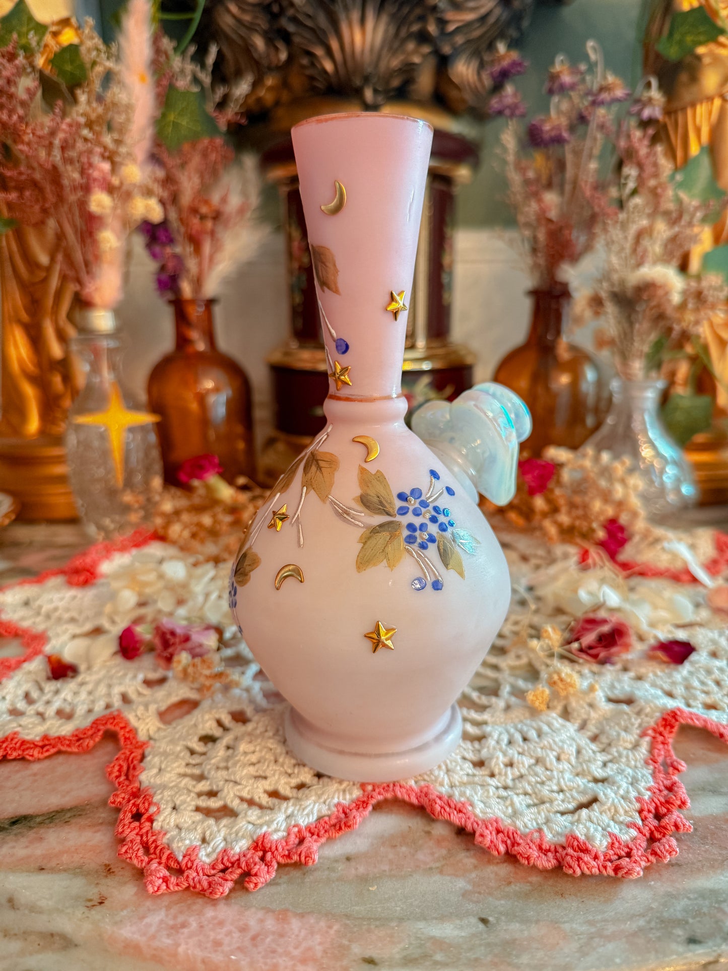 Satin glass star moon and florals✨