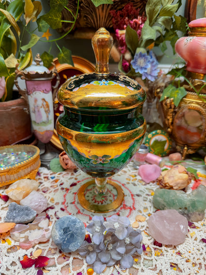 Bohemian pedestal stash jar✨