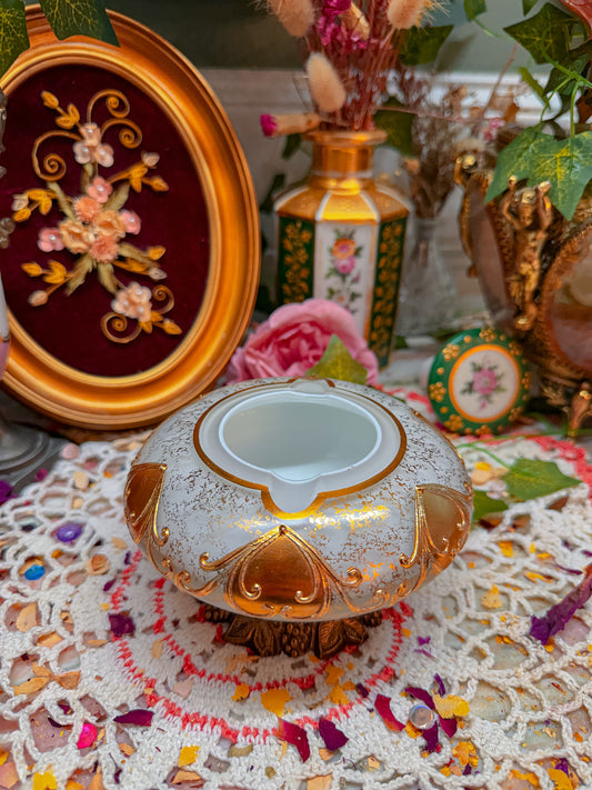 Bohemian 24k frosted glass ashtray✨