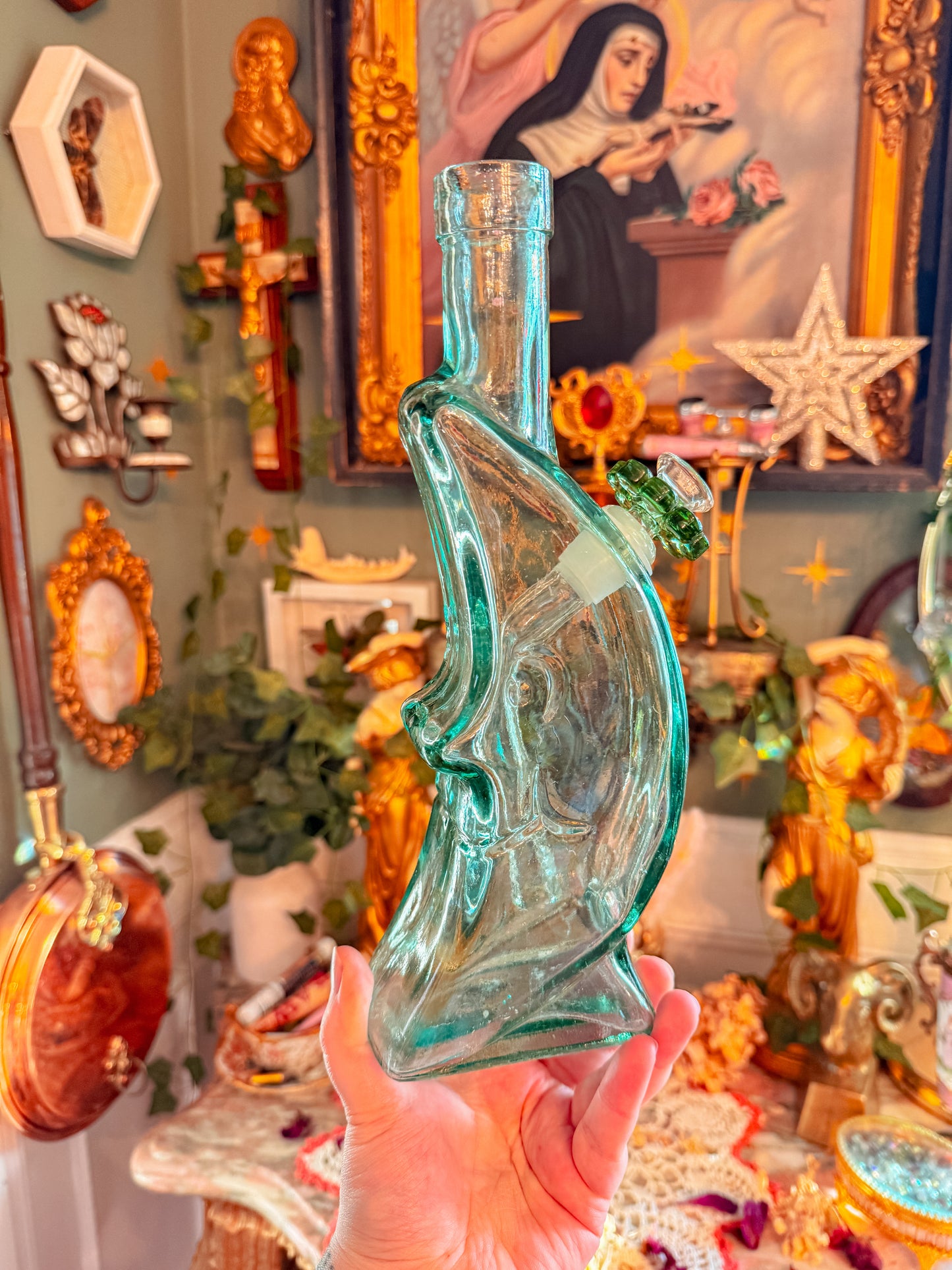 Greenish blue glass moon boy✨
