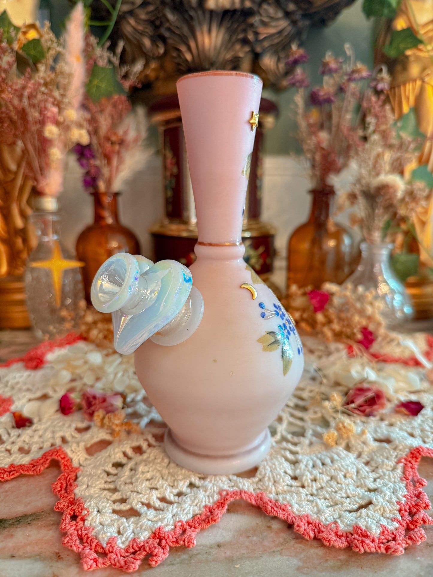 Satin glass star moon and florals✨