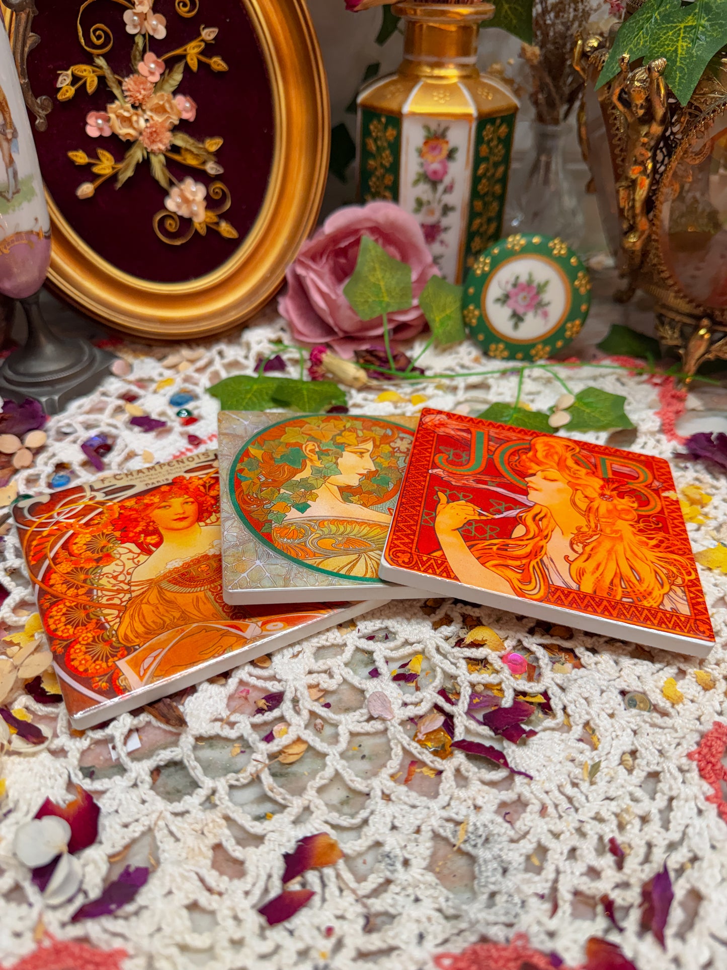 porcelain art nouveau coasters✨