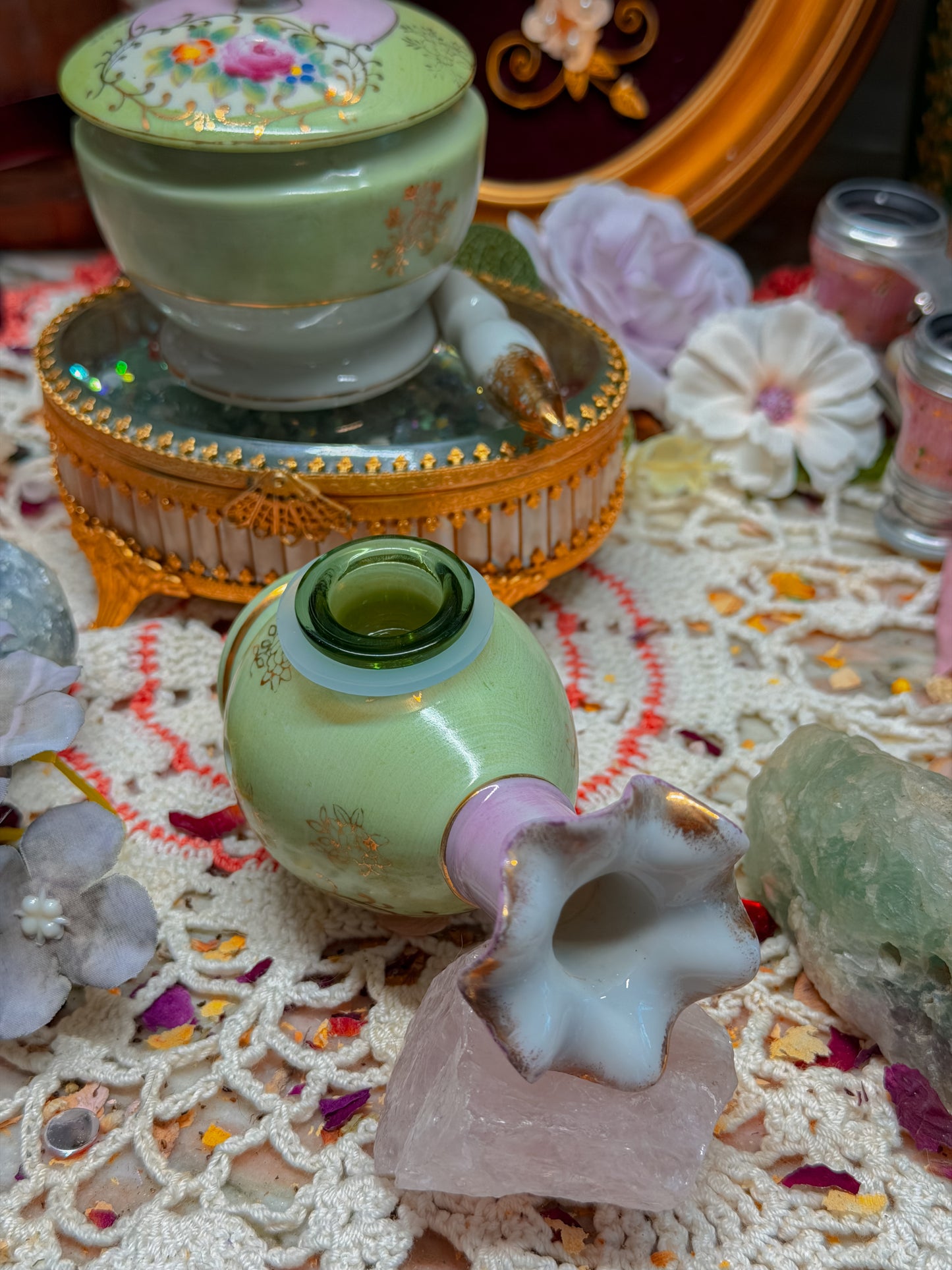 Floral Ardalt pipe and stash jar set✨