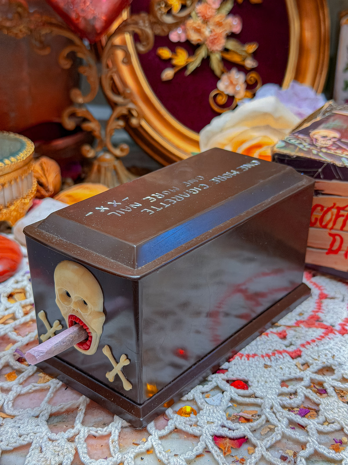 1950s Skull cigarette dispenser with original box
