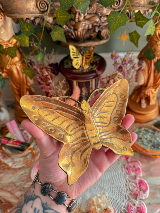 Solid brass butterfly ashtray