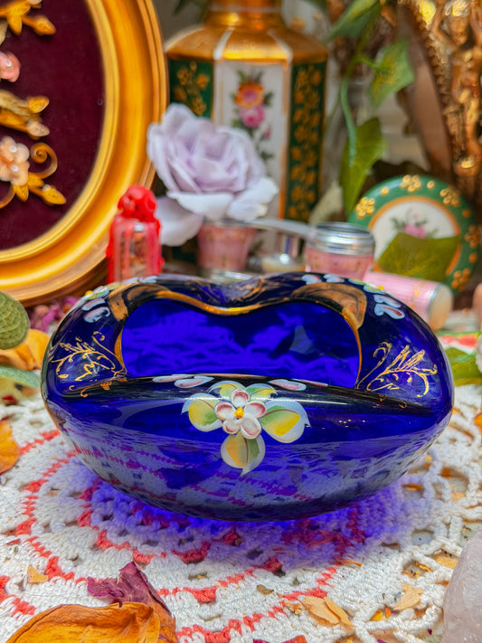 Cobalt bohemian floral ashtray✨