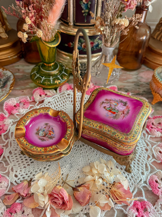 Limoges brass handheld ashtray/stash set✨
