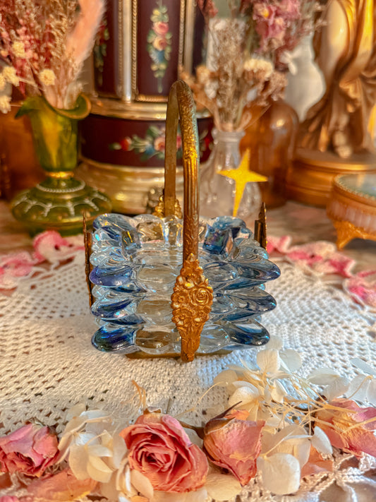 Stacked ashtray in brass holder✨