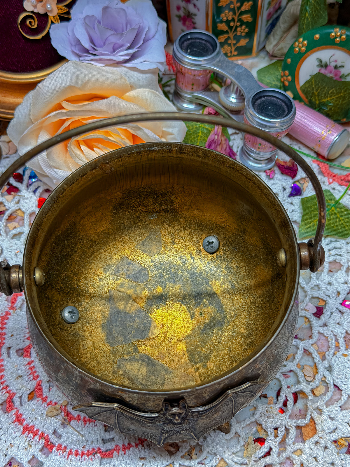 Brass cauldron with bat🕷️