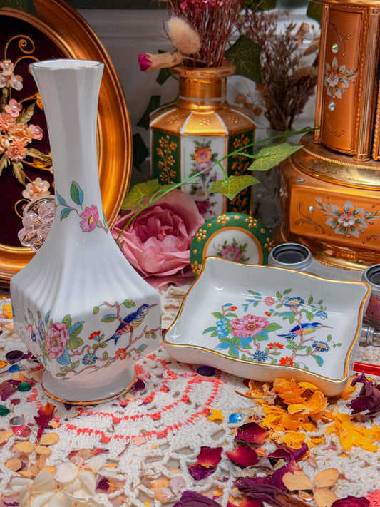 Aynsley bird/floral ashtray set✨