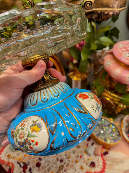 Rare Glass/porcelain floral ashtray✨