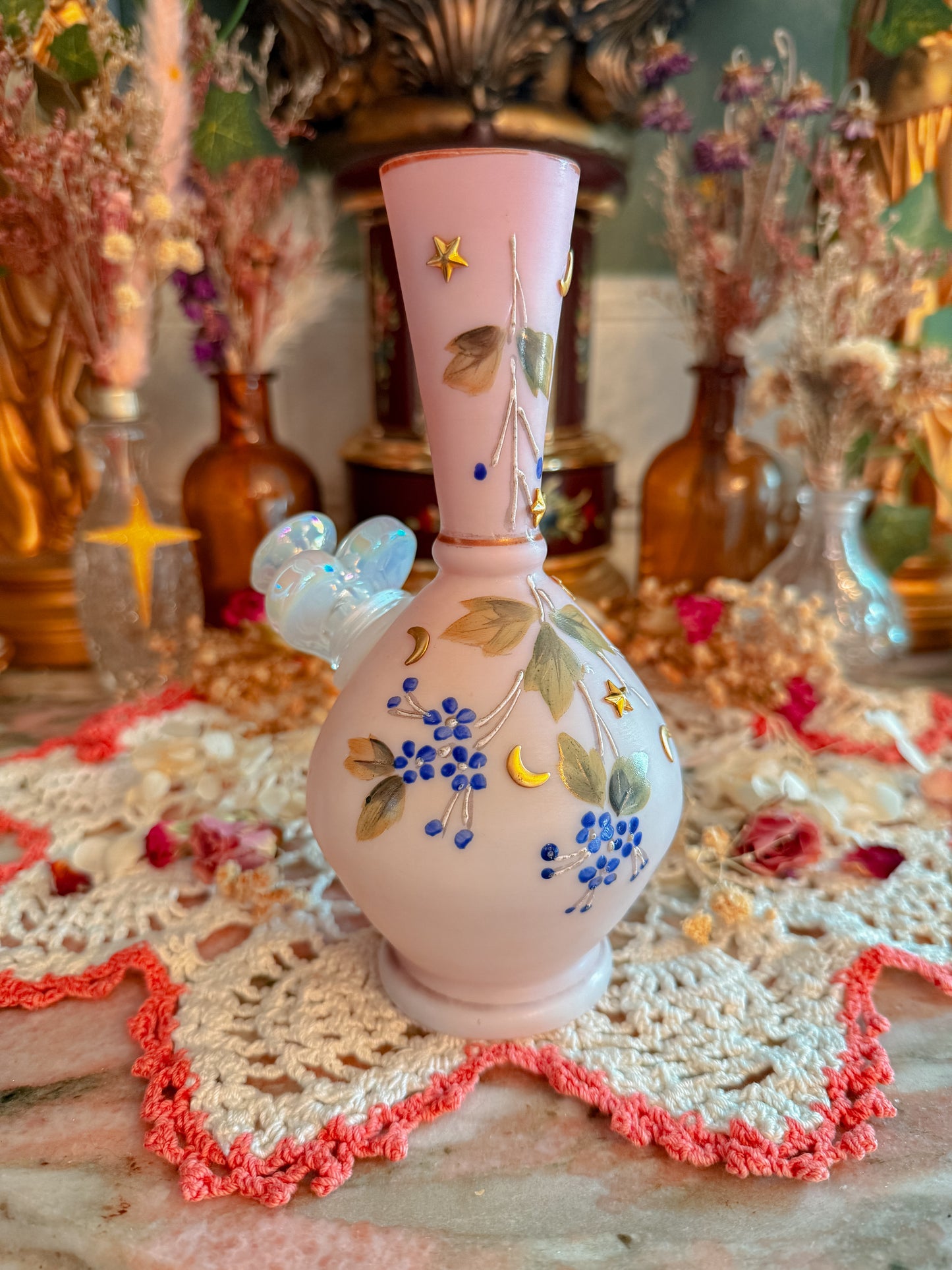 Satin glass star moon and florals✨