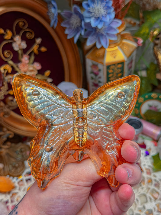 Carnival glass butterfly ashtray✨