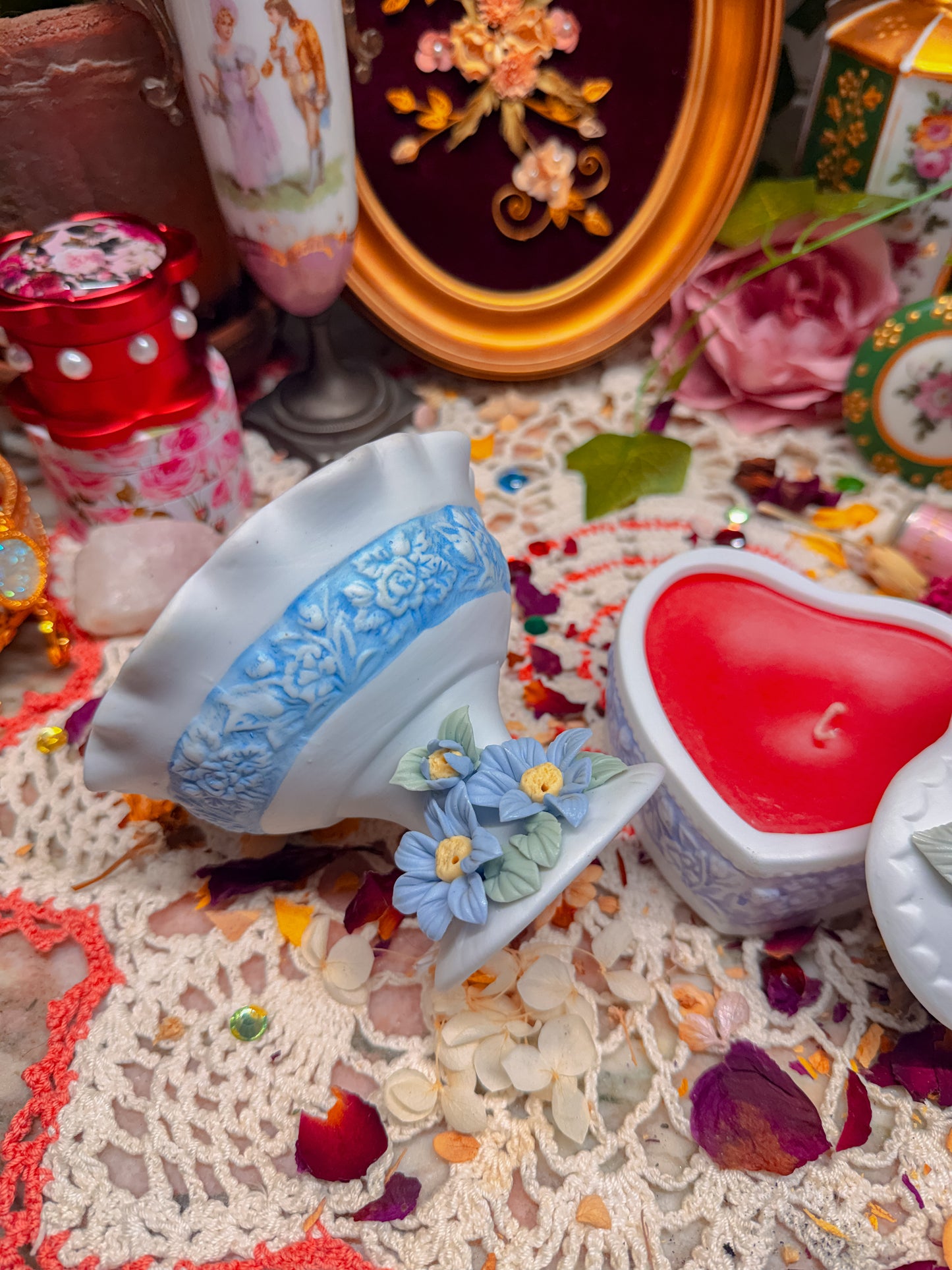 Stash/candle/ashtray floral set✨