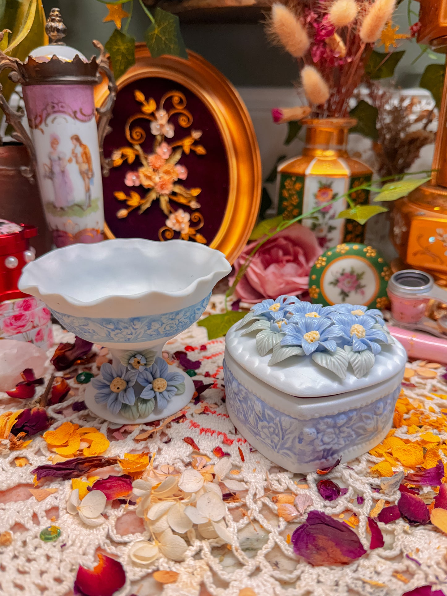 Stash/candle/ashtray floral set✨