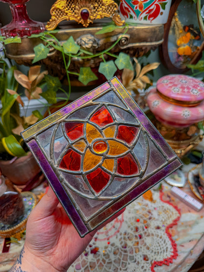 Vintage Stained glass mirrored stash✨