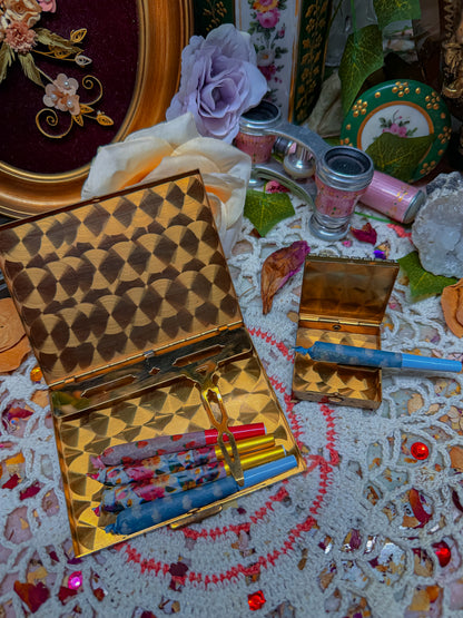 Rhinestone cigarette case and butler pocket ashtray smoke set✨