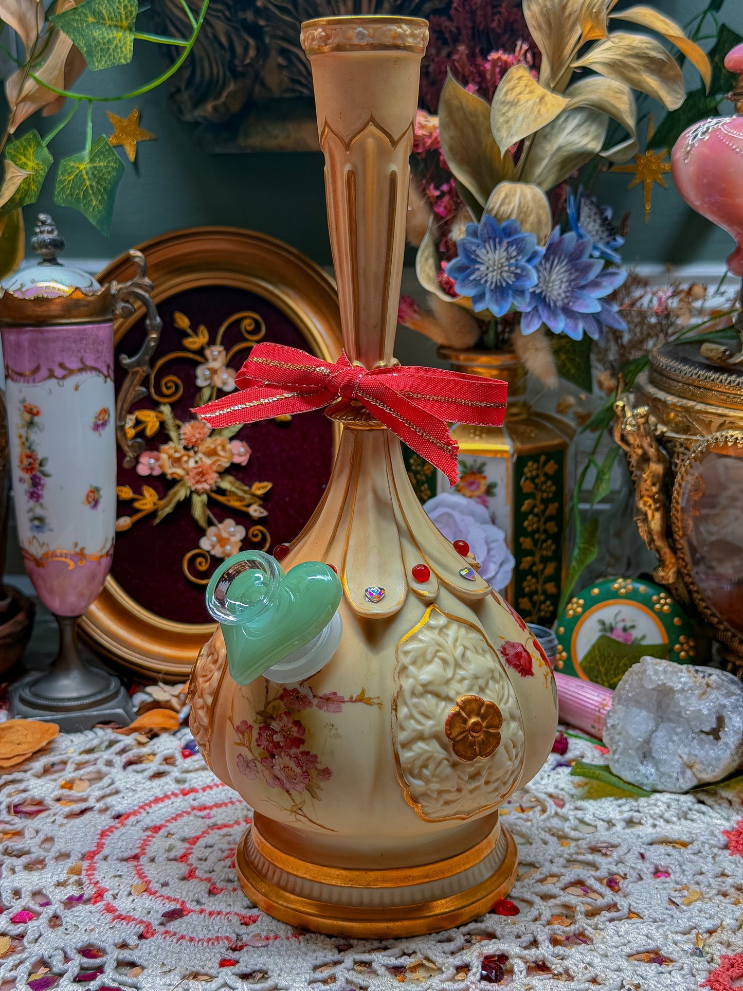 Royal Worcester luxury bong with add ons and bow✨