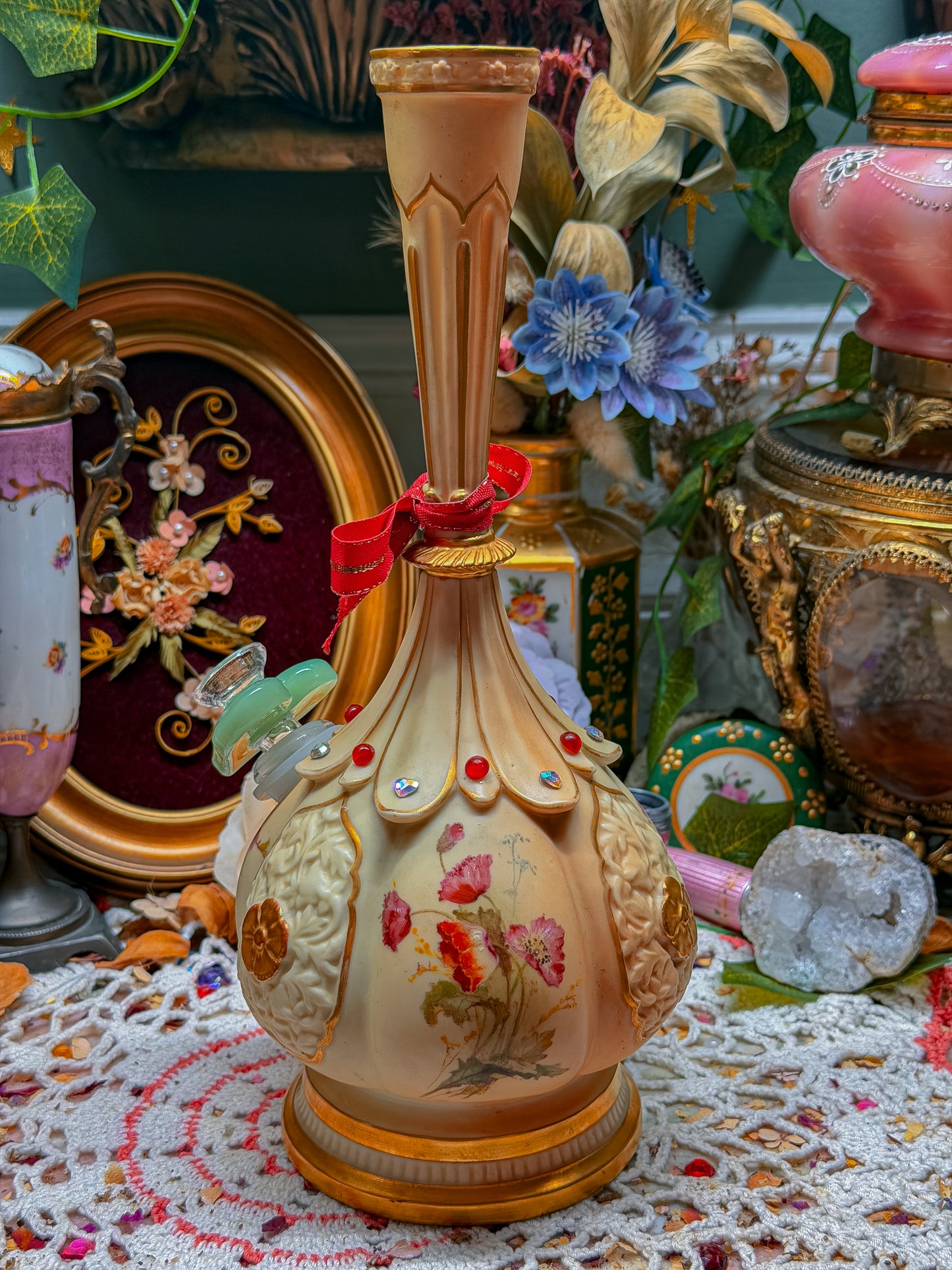 Royal Worcester luxury bong with add ons and bow✨