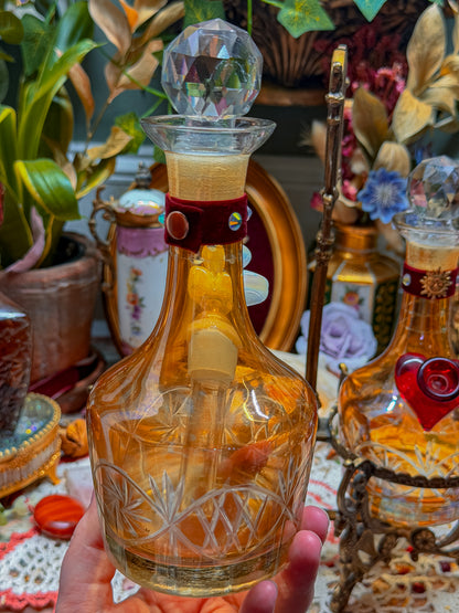 Lovers moon and sun Carnival Cut glass double bong set with cast brass phoenix caddy and add ons (RARE)✨🌛🌞