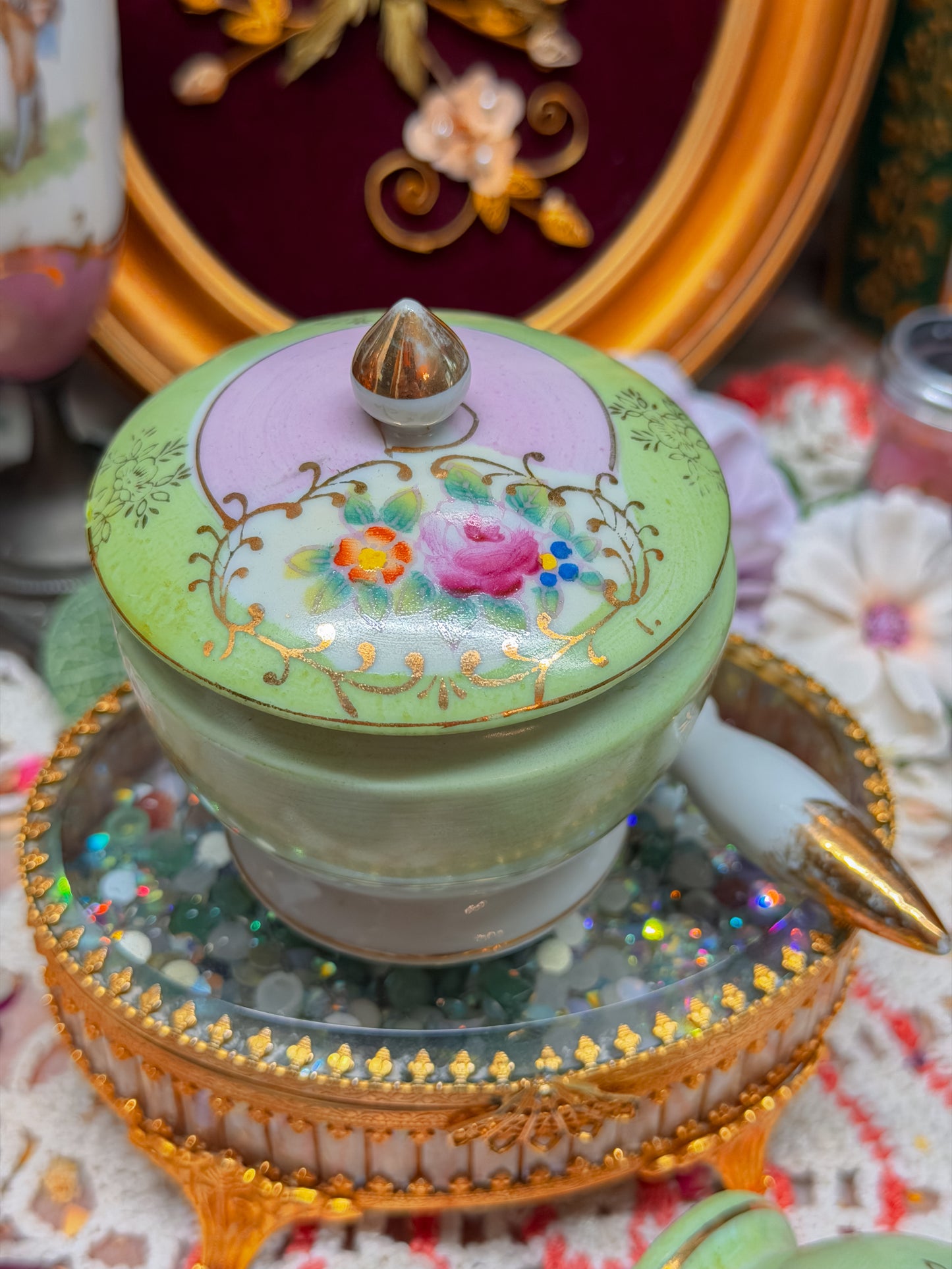 Floral Ardalt pipe and stash jar set✨