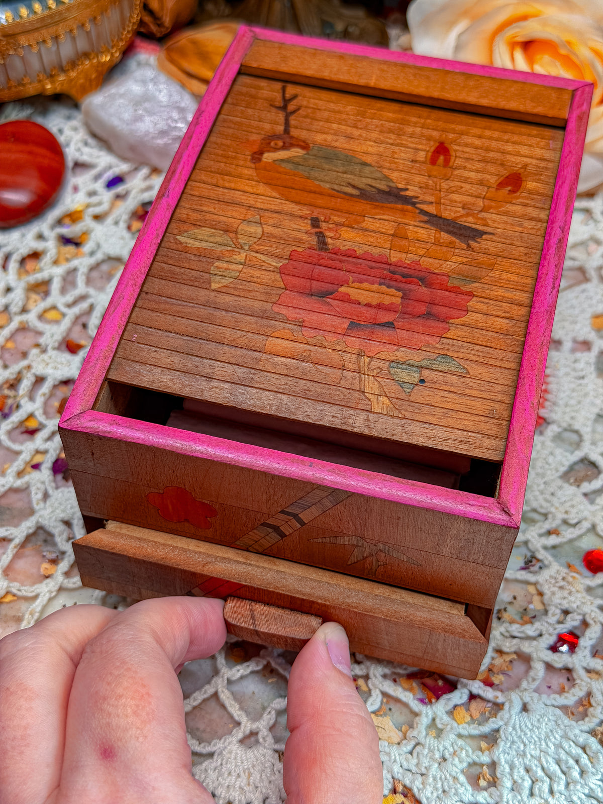 Wooden sliding cigarette box/stash✨