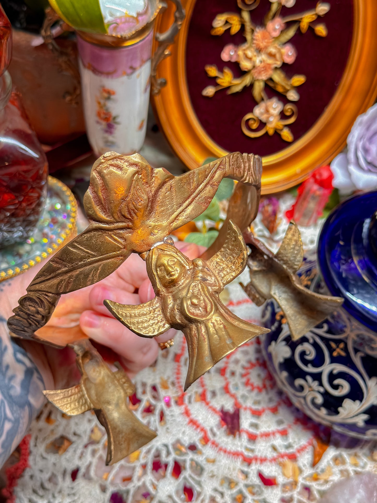 Bohemian colbalt with angel stand✨