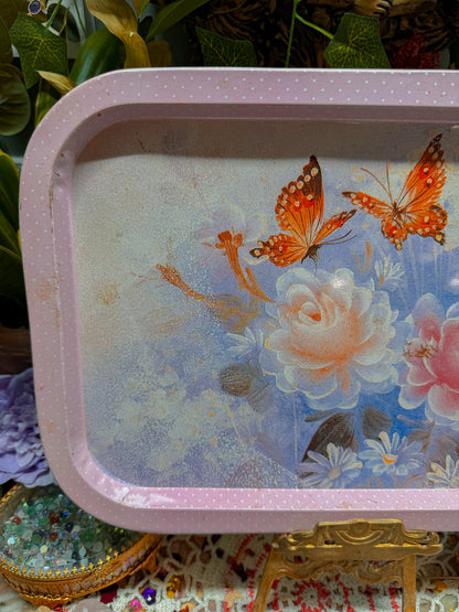 Whimsy butterfly and floral rolling tray✨