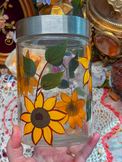 Hand painted glass sunflower canister!✨