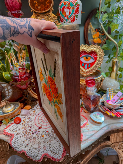 Wooden framed 70s needlepoint art✨