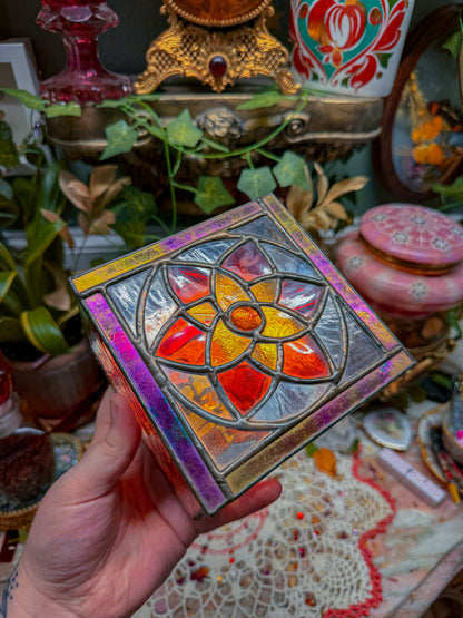 Vintage Stained glass mirrored stash✨