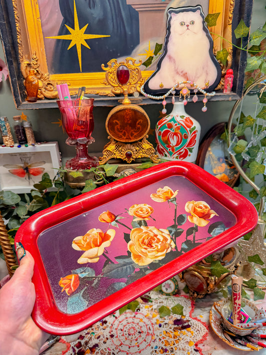 Floral tin rolling tray✨